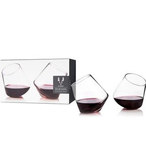 Viski Rolling Wine Glasses Pair of Two 12 Ounce